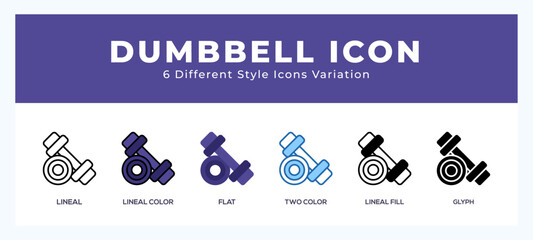 Dumbbells vector icon. with different styles vector illustration.