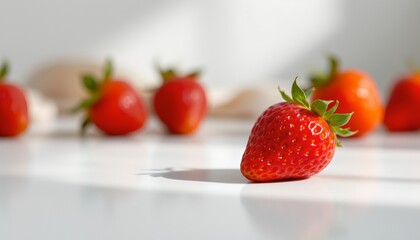 Fresh Ripe Strawberry in Focus with Soft Background Blur