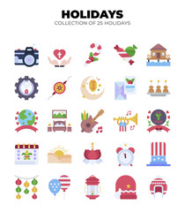 Holidays. Collection of 25 Festive Icons
