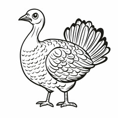 Turkey cartoon with feather details and side pose