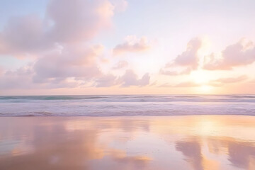 Obraz premium Pastel Sunset Over a Calm Ocean Beach