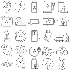 Charger icon vector set. Charging illustration sign collection. Electricity symbol. Powerbank logo.