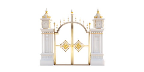 Elegant gold and white gate isolated on a white background png