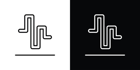 Wave square icon. Simple element illustration. outline and flat symbol design