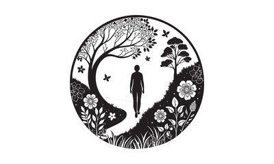 Man Walking Under Tree