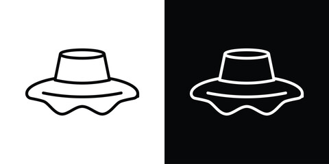 Woman hat icon. Simple element illustration. outline and flat symbol design