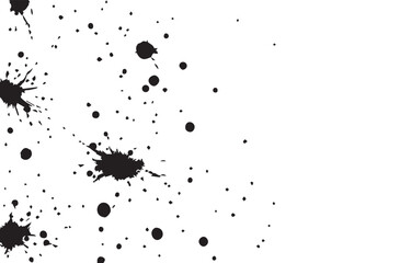 Grunge ink splash dots grained texture on white background. Ink splashes seamless pattern. Black and white spray texture.
