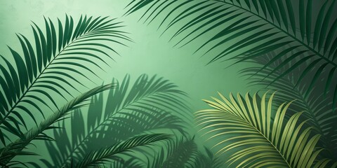 Tropical Palm Leaves on Green Backdrop, nature , background
