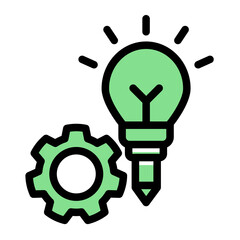 Creative Thinking Icon - Glyph Color Lineal Style for Idea Development.