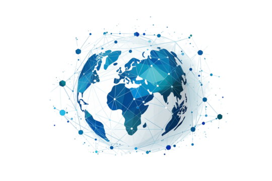 Global Connectivity: Abstract World Map Design isolated on transparent background png - Powered by Adobe
