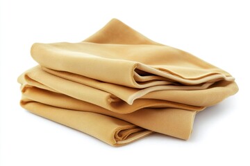 Soft beige fabric folded neatly in layers, showcasing smooth texture and warm tones, ideal for design projects and textile applications with copy space