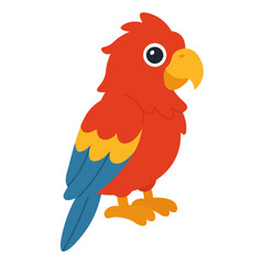 Cartoon parrot vector illustration. Tropical bird clipart, exotic animal icon. Colorful macaw graphic.