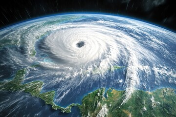 Satellite Hurricane Radar View over Earth Globe