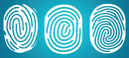 fingerprint set on blue background