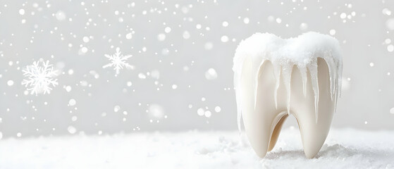 White Tooth Covered In Snow Drips