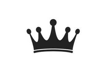 Simple black crown with rounded points isolated on transparent background