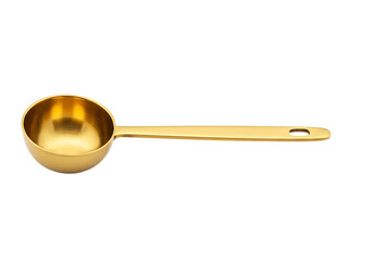 empty golden coffee measuring spoon isolated on transparent background
