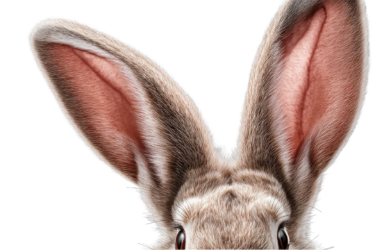 Close-up of a rabbit's large ears and head
