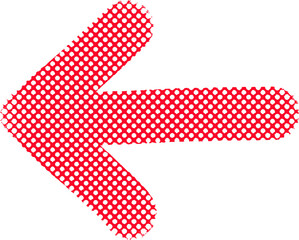 赤いドット柄の左向き矢印