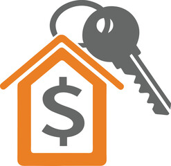 Real Estate Key and House Vector Logo with Dollar Sign.