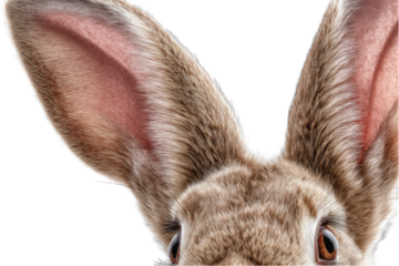 Close-up of a rabbit's large ears and face
