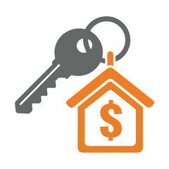 Real Estate Key and House Vector Logo with Dollar Sign.