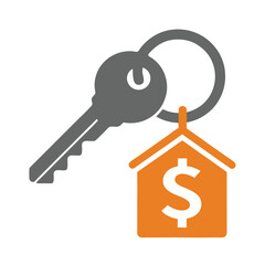 Real Estate Key and House Vector Logo with Dollar Sign.