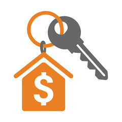 Real Estate Key and House Vector Logo with Dollar Sign.