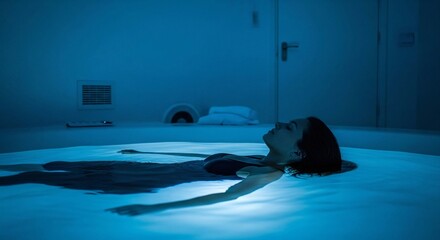 Woman Floating in Sensory Deprivation Tank