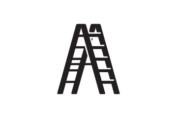 Ladder silhouette vector art illustration on white background