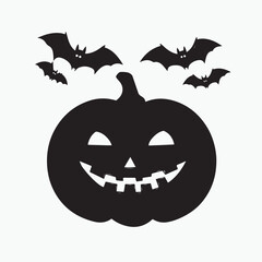 halloween pumpkin with bat