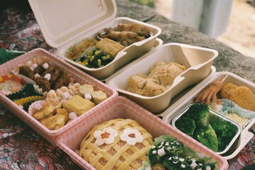 古いフィルムカメラで撮影した春のお弁当