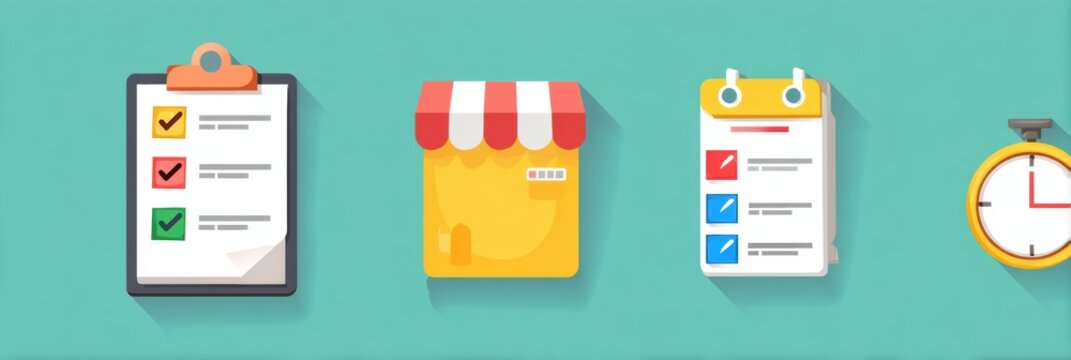 Courier Checklist With Timestamps Arranged in Flat Design for Efficient Delivery Management and Organization Tasks
