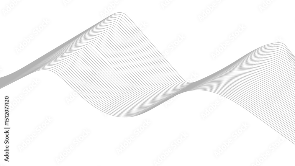 Wall mural abstract black lines wave curve motion on white background. wavy line horizontal divider outline min