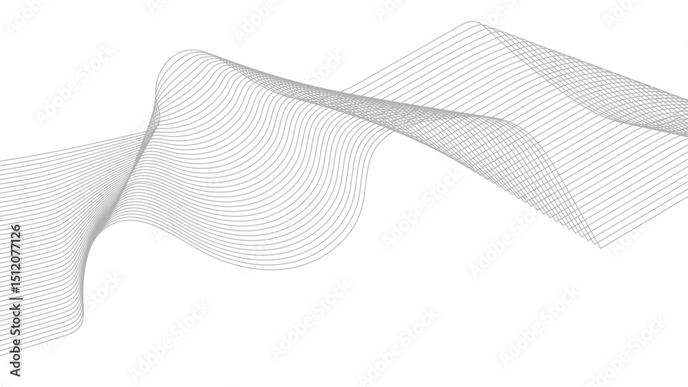 Wall mural abstract black lines wave curve motion on white background. wavy line horizontal divider outline min