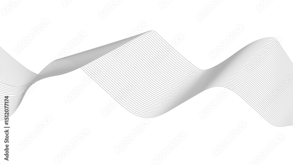 Wall mural abstract black lines wave curve motion on white background. thin wavy line abstract background.