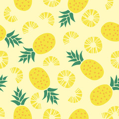 Cute pineapple fruits pattern background vector design