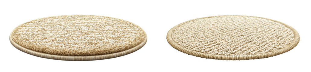 Beige Round Carpet Texture 3D Render Isolated on Transparent Background, rug, texture, carpet