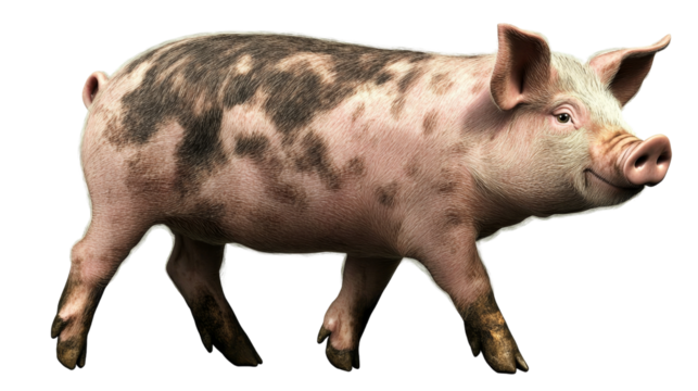 Pig Walking 3D Render, Isolated on Transparent Background, Farm Animal, Livestock, pig, 3d render, animal