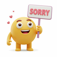 Fototapeta premium Cute 3D Emoji Apology Sorry Cartoon Character Illustration