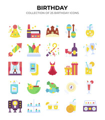 Fototapeta premium 25 Birthday Icons. Festive Collection for Party Celebrations