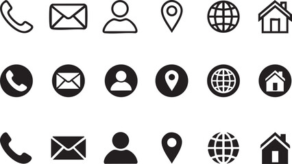 icon set Phone mail name website address location and logo