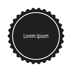Black Round Badge with Jagged Edge and Editable Text Center, stamp, Vector Label Design Template for Branding, Promotion, E-commerce, Certificate or Sale Graphic with Retro Emblem Style.