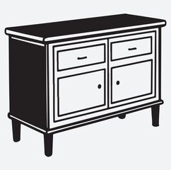 credenza silhouette vector art illustration, wooden furniture