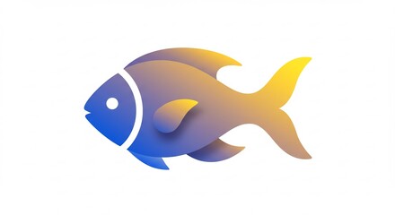 Obraz premium Blue and Yellow Gradient Fish Illustration