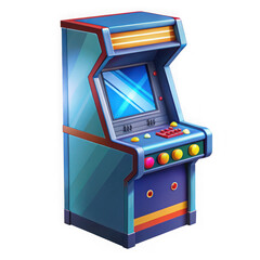 Retro arcade game machine isolated on transparent background