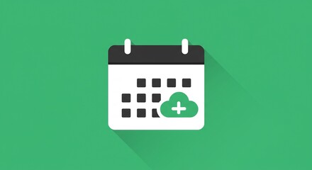 Calendar Icon with Cloud Plus Symbol