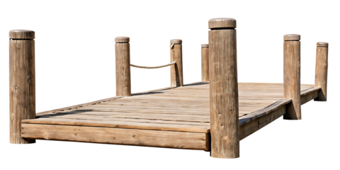 Wooden dock isolated on a white background png ai generated