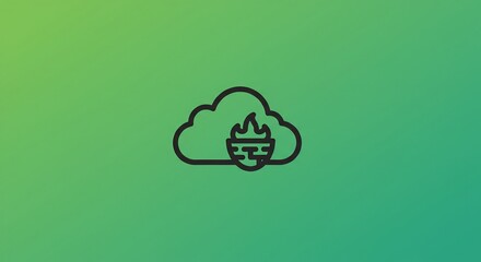Cloud Fire Icon on Green Gradient Background