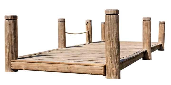 Wooden dock isolated on a white background png ai generated